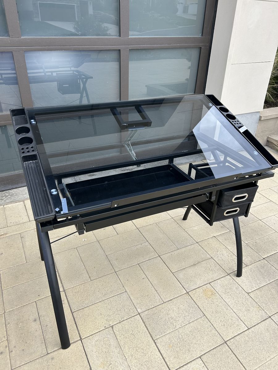 Adjustable Glass and Metal Craft and Art Desk