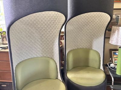 Set of two Boss Cega Acoustic Chairs Green and Gray retail for over $2000 each. Prefect for Coffee Shop or Office
