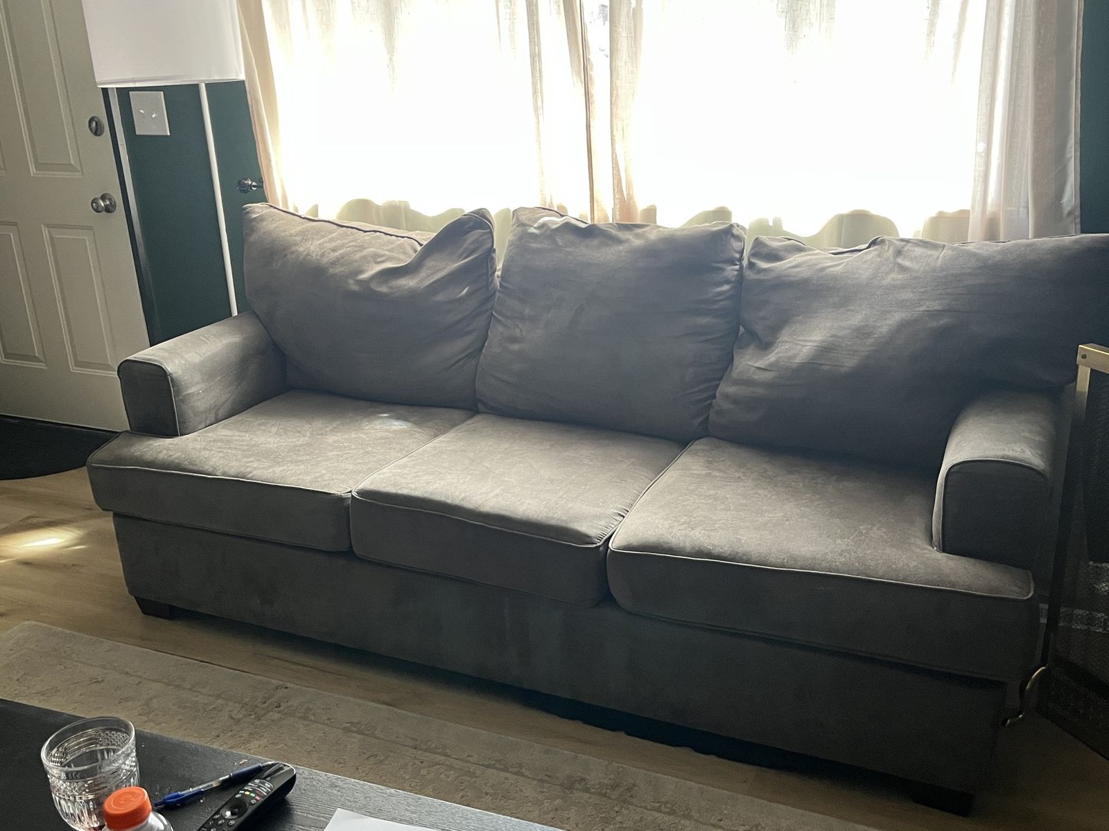 Gray Couch Set with Loveseat and Three-Seat Sofa