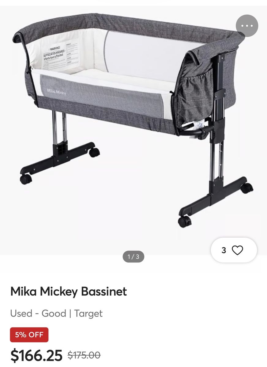 Mika Micky Bedside Sleeper Portable Baby Bassinet 