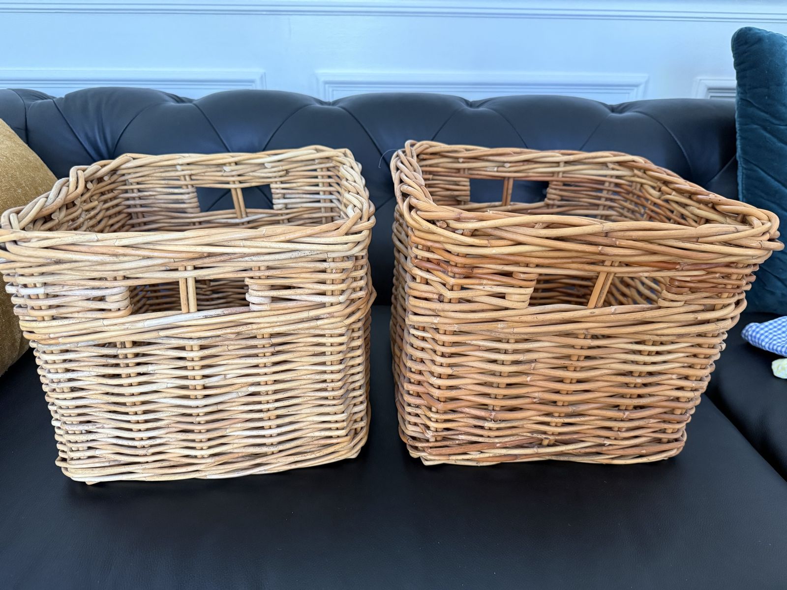 Pottery Barn Kids Woven Rattan Storage Baskets Set of 2