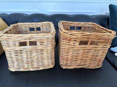 Pottery Barn Kids Woven Rattan Storage Baskets Set of 2
