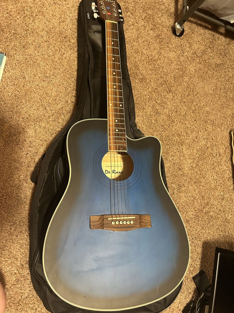 De Rosa GA300CE-BLS dreadnought cutaway acoustic electric guitar with case