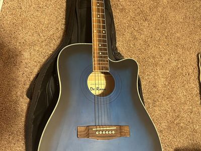 De Rosa GA300CE-BLS dreadnought cutaway acoustic electric guitar with case