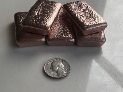 5x copper mini hand poured bar .999 fine copper