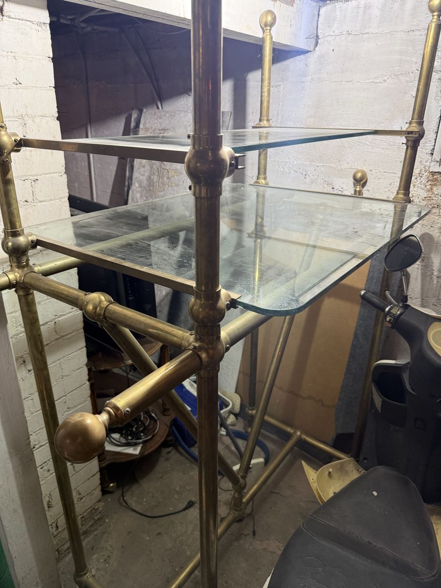 Vintage Brass and Glass Shelving Unit