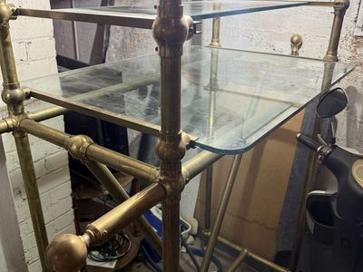 Vintage Brass and Glass Shelving Unit
