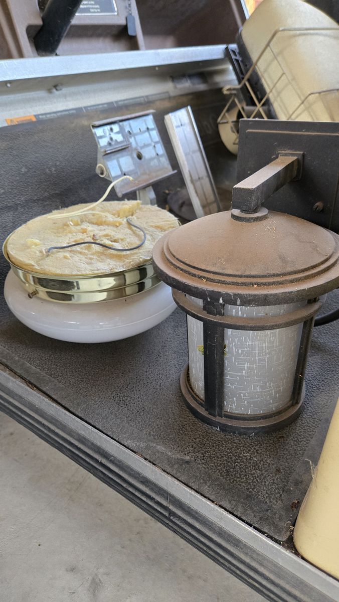 Used Outdoor Wall Lantern and Flush Mount Ceiling Light Fixtures