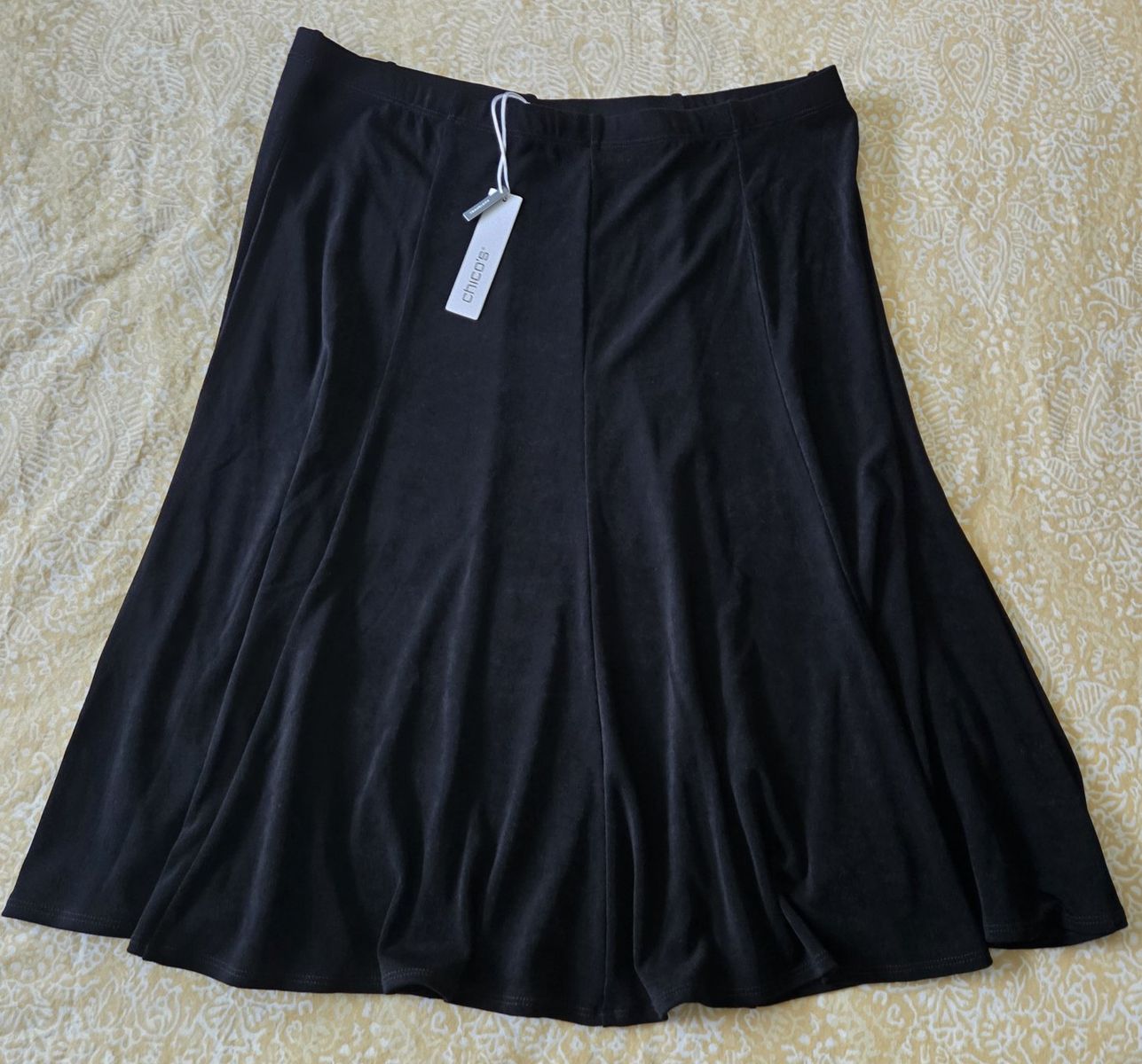 Lot of 2 Chico's sz 2 / large: NWT Travelers Jordana skirt black + Open Front Blazer Jacket