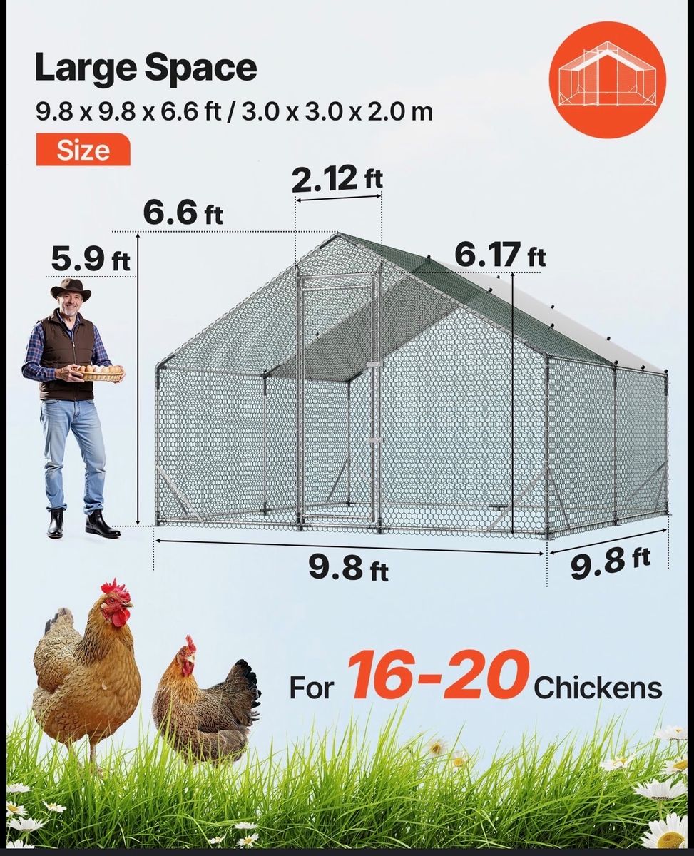 Large Walk-in Metal Chicken coop run