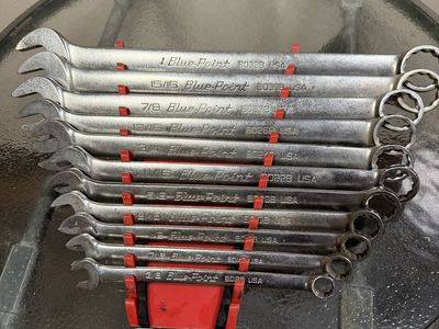 Blue-Point BLPCWS711B 11-pc 12-Point SAE Combination Wrench Set (3/8-1") / Snap-on lifetime warrantied with red rack