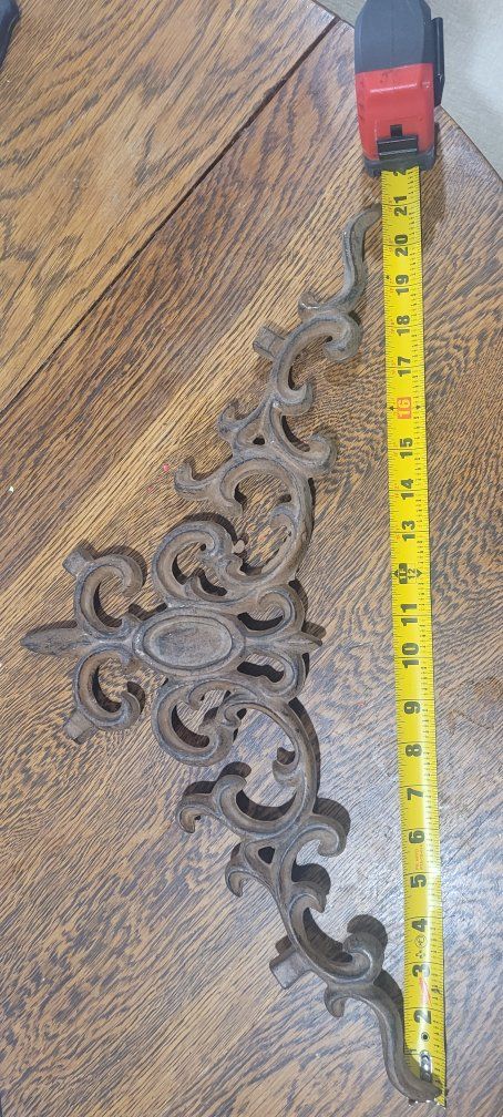 Vintage Cast Iron Scrollwork Ornament - Architectural Salvage, 21.5" Long