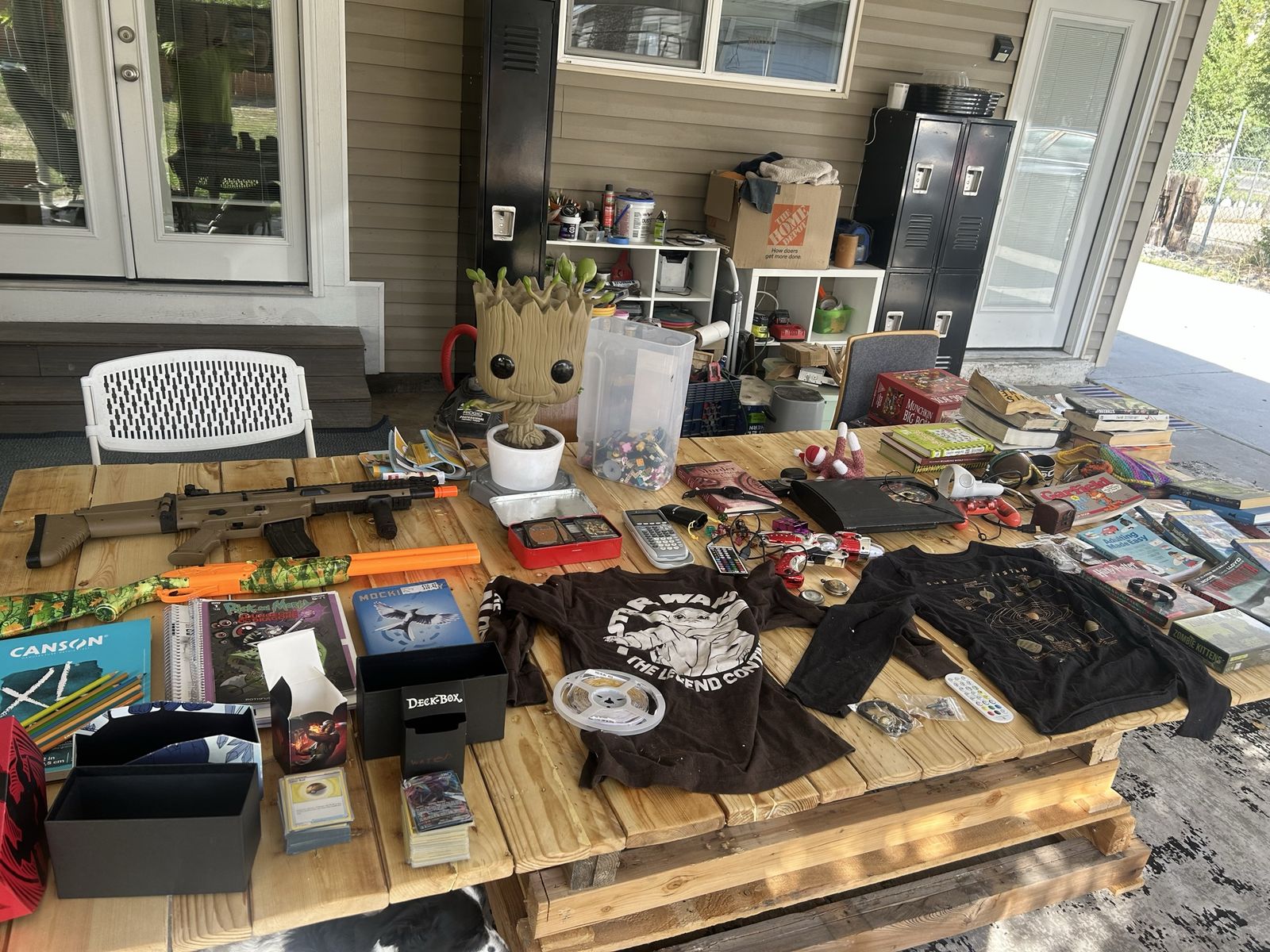 Assorted Garage Sale Lot - Trading Cards, Apparel, Toys & More