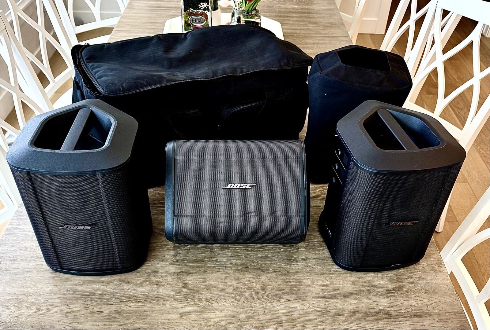 THREE Bose S1 Pro Portable Bluetooth PA Speaker System and Travel Bags