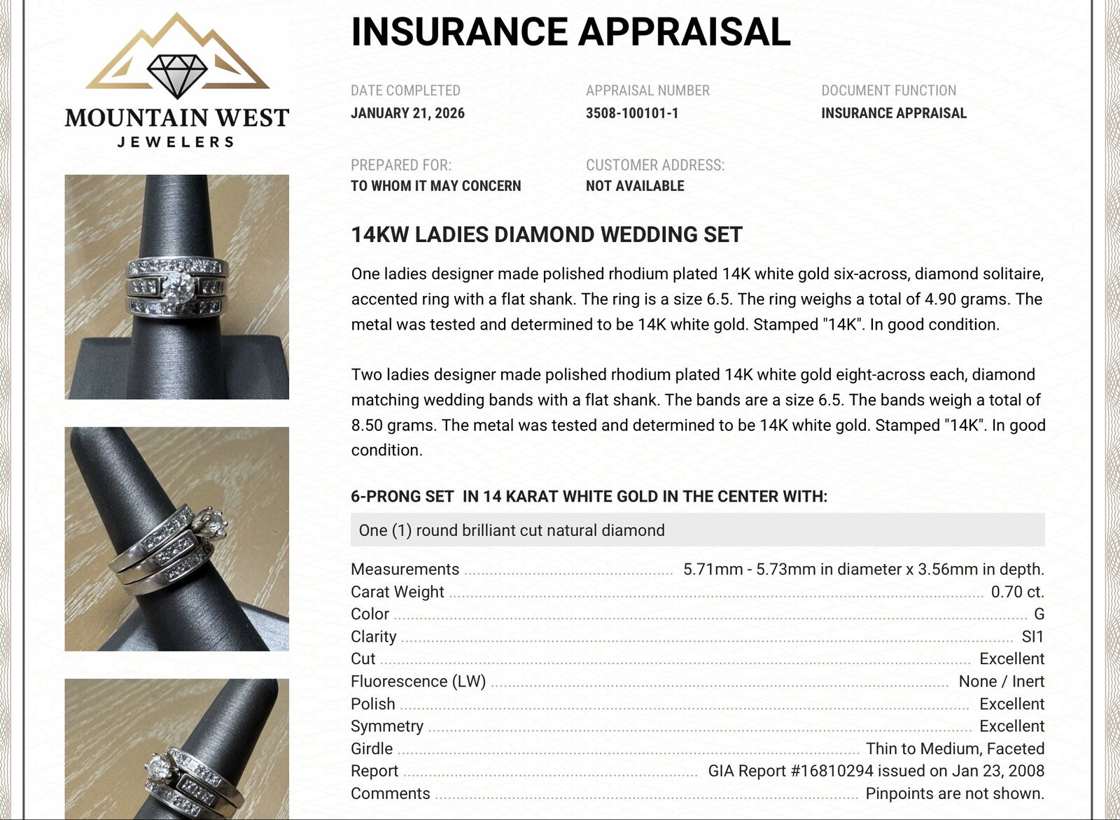 14KW Ladies Diamond Wedding Set