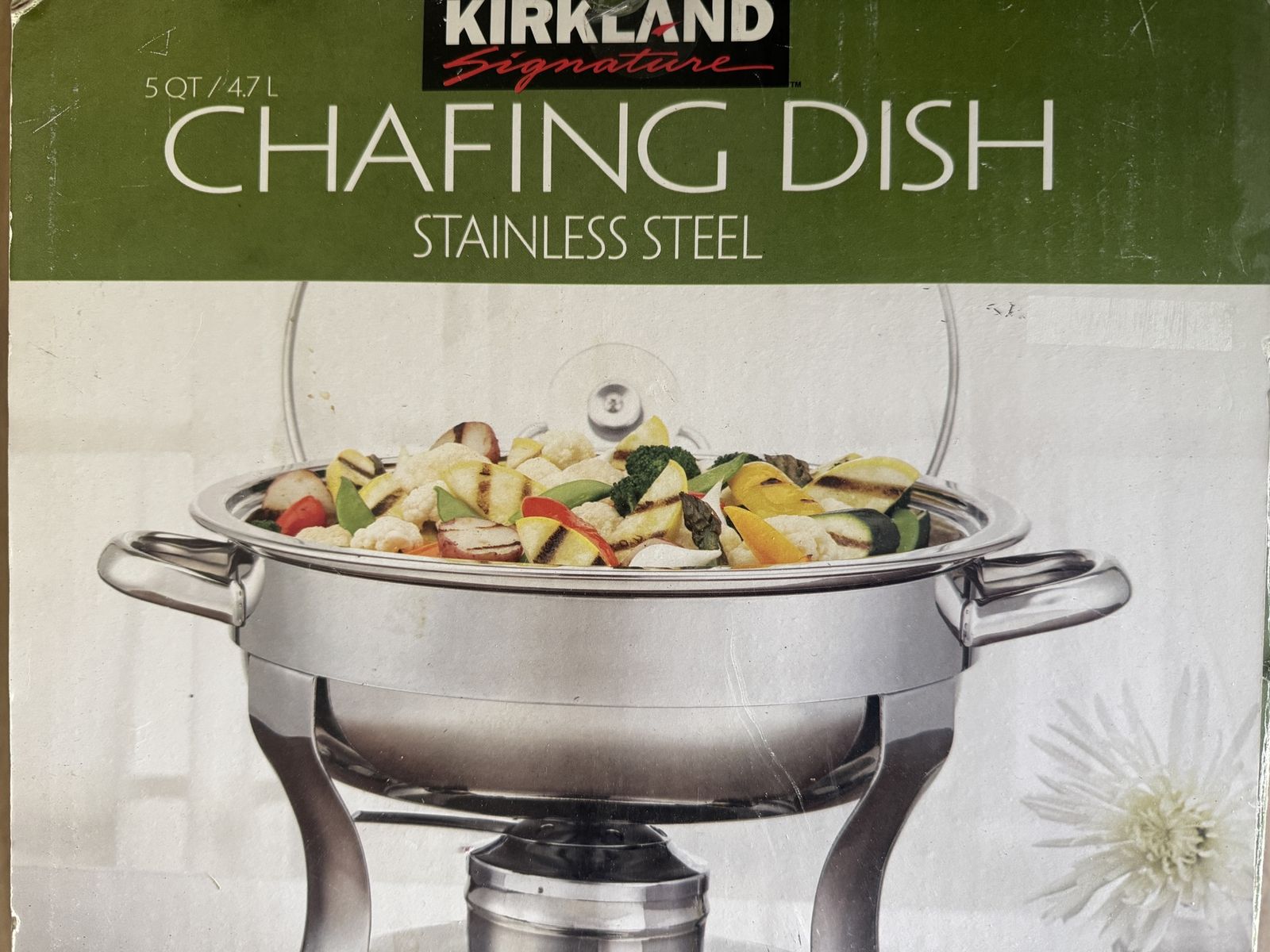 Two (2) Kirkland Signature Stainless Steel Chafing Dish 5 Qt / 4.7 L with Lid and Fuel Burner $25 each