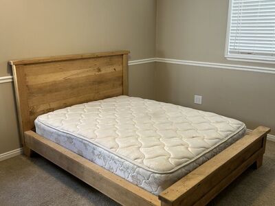 Queen Wooden Bed and Mattress