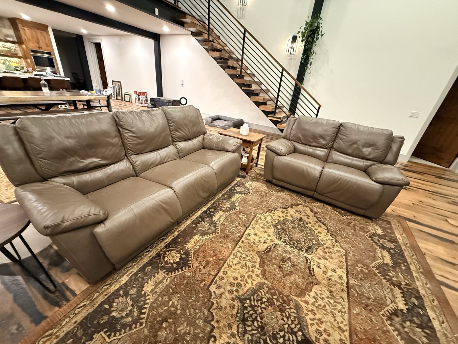 Brown Leather Reclining Sofa Set