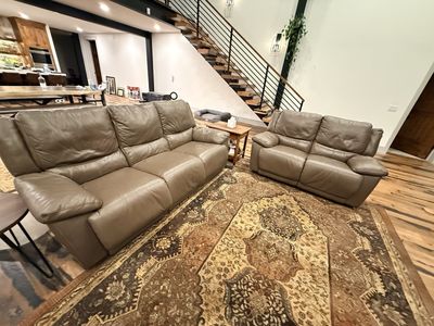 Brown Leather Reclining Sofa Set