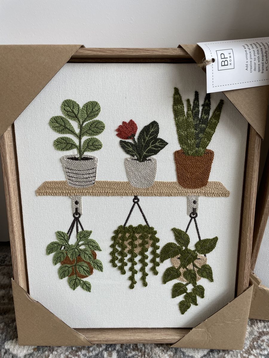 New Home Textile Embroidery Woven Wall Art plants