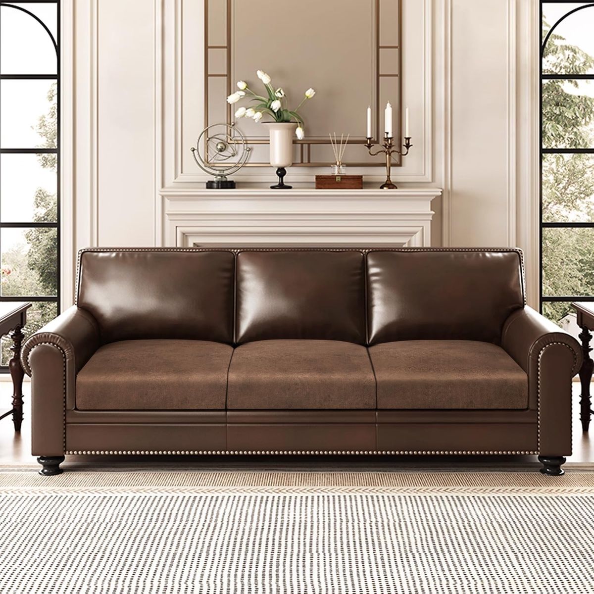 ANARACHON Leather Look Couch Cushion Covers Sofa Seat Slipcovers Sets Couches Furniture Protector for Sectional Armchair Lovesea
