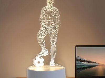 3D Illusion LED Night Light - Soccer Player Design - Unique Home Decor Lamp