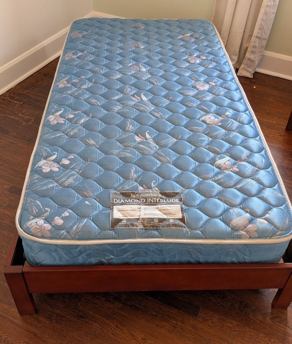Wooden twin bedframe and mattress