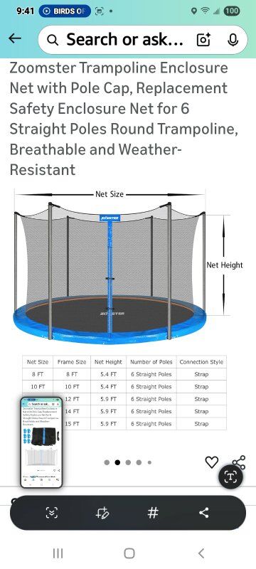 New in Box! 14ft Trampoline Enclosure Net