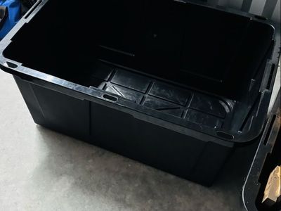 Large Heavy-Duty Black Plastic Storage Totes - Used Once