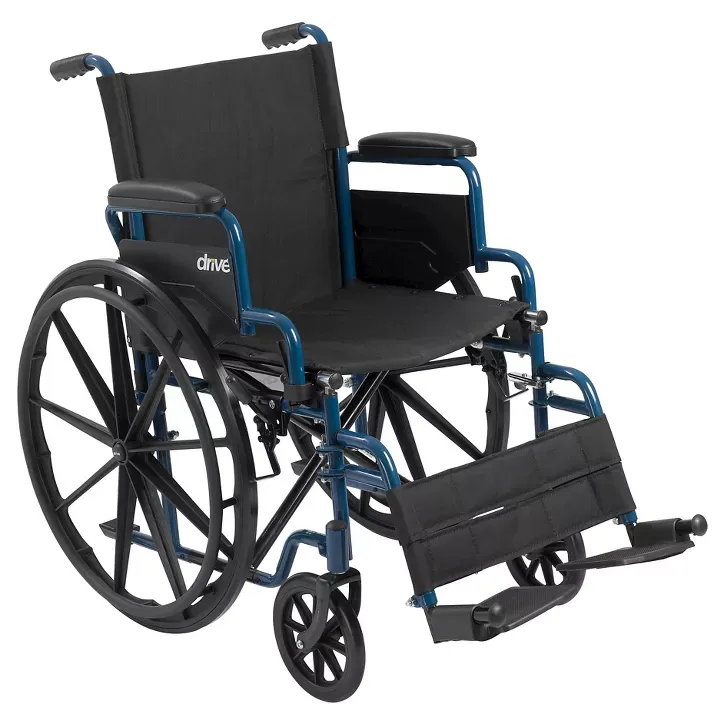 Drive Medical Blue Streak Wheelchair - 16″ Seat, Flip-Back Desk Arms, Swing-Away Footrests