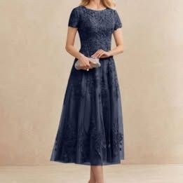 Blue Formal Lace and Sequin Dress Size 12