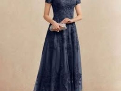 Blue Formal Lace and Sequin Dress Size 12