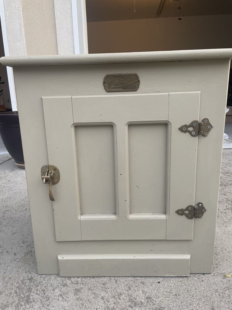 White Clad Vintage  NIghtstand,