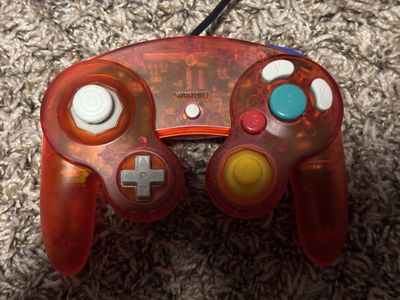 Clear Red Transparent GameCube Style Wired Controller
