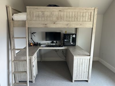 Pottery Barn Teen Beadboard Full Loft Bed with Desk