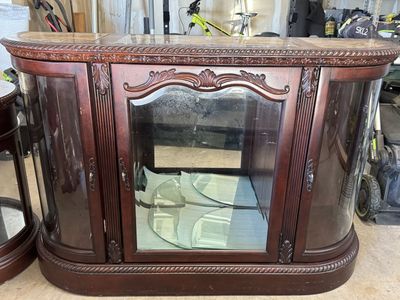 Wood Curio Cabinet Set with Glass shelves