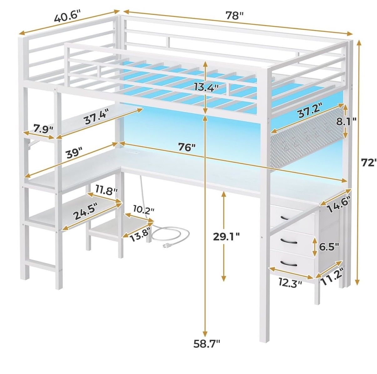 Metal Loft Bed With Desk