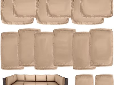 Replacement Outdoor Patio Sectional Cushion Covers Beige Water Resistant 14 pc Set