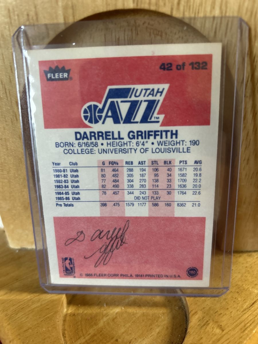 1986 Fleer Premier Autograph Darrell Griffith Jazz Basketball Card #42 of 132 Guard Vintage NBA Hand Signed HOF