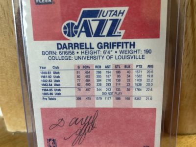1986 Fleer Premier Autograph Darrell Griffith Jazz Basketball Card #42 of 132 Guard Vintage NBA Hand Signed HOF