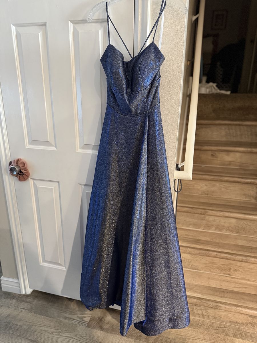 Madison James Blue Metallic Formal Gown - Size 8