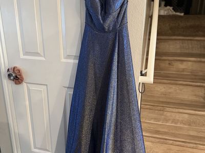 Madison James Blue Metallic Formal Gown - Size 8