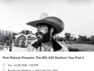 Post Malone Concert Tix - Rice Eccles