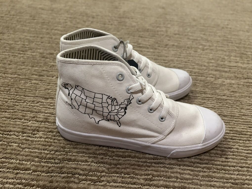 Women's Size 7 White US Map Color Design