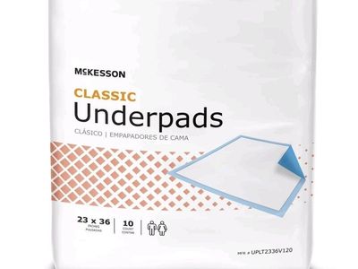 McKesson Classic Underpads, Incontinence Bed Pads, Light Absorbency, 23 in x 36 in, 10 Ct