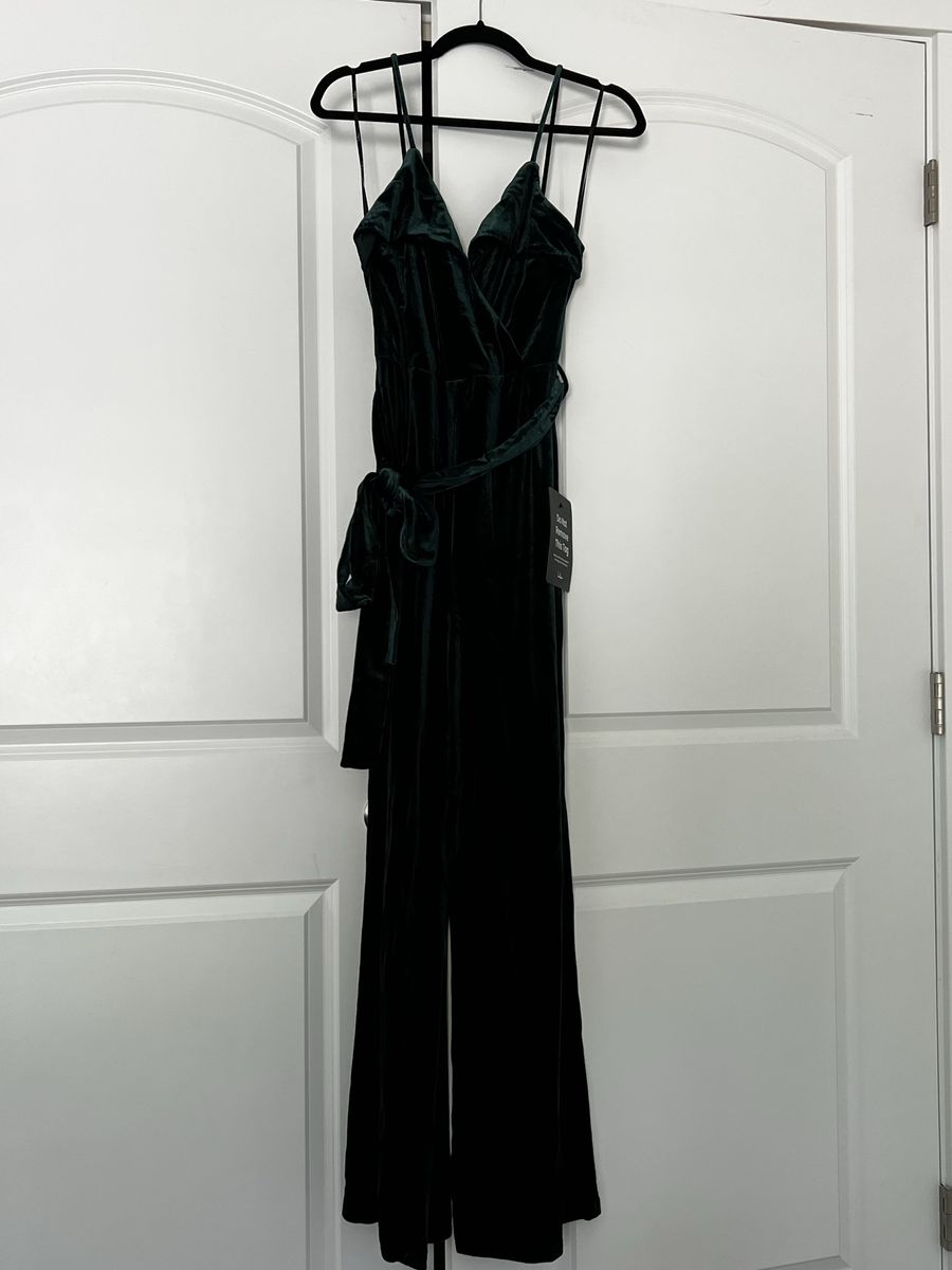 Brand New Lulus Green Velvet Jumpsuit