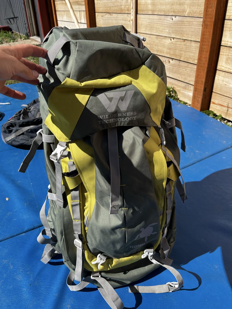 Wilderness Technology HONU 60L Hiking Backpack - Gray/Yellow, Excellent Condition