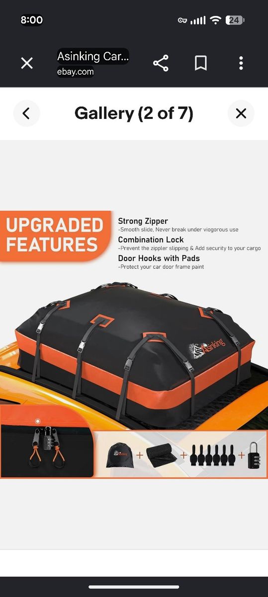 Asinking Universal Waterproof Car Roof Bag Cargo Carrier - 900D PVC, Easy Install, Fits All Cars