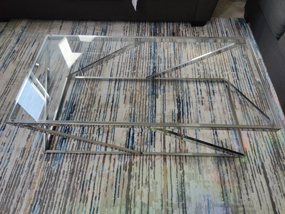 Modern Chrome & Glass Coffee Table with Matching End Table Set