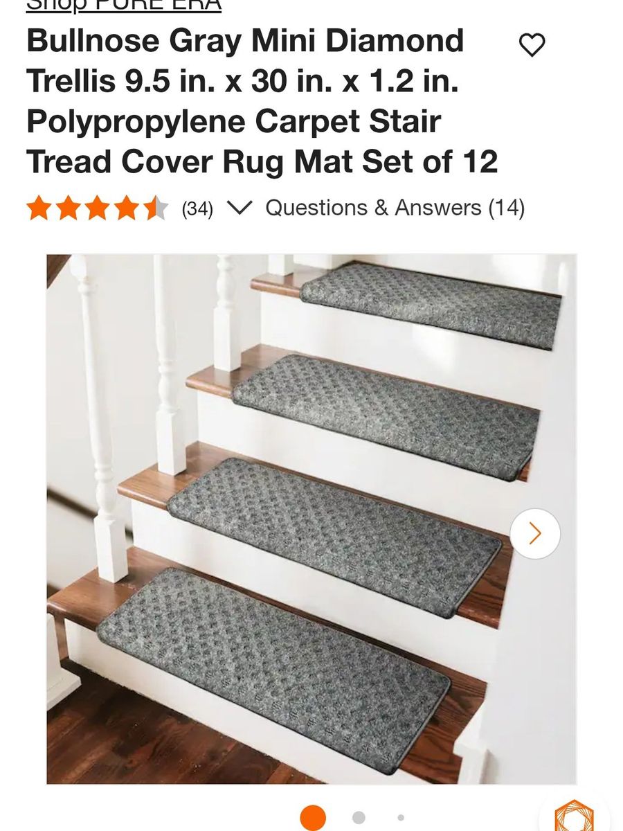 Shop Pure Era Gray Mini Diamond Trellis Carpet Stair Tread Mat Set of 12